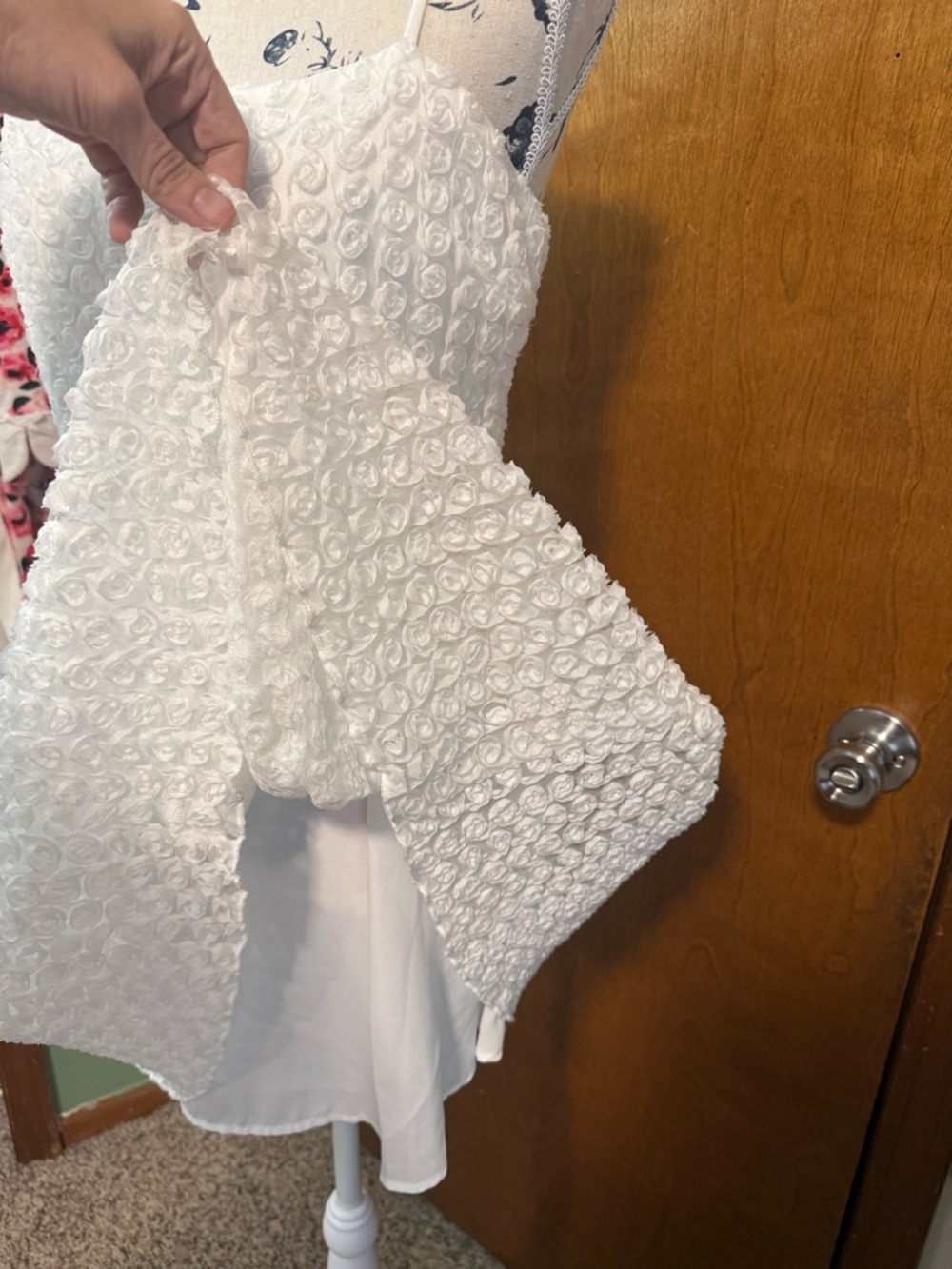 All in Favor White Rosette Spaghetti Strap Mini Dress Bridal shower (med) - Picture 9 of 16
